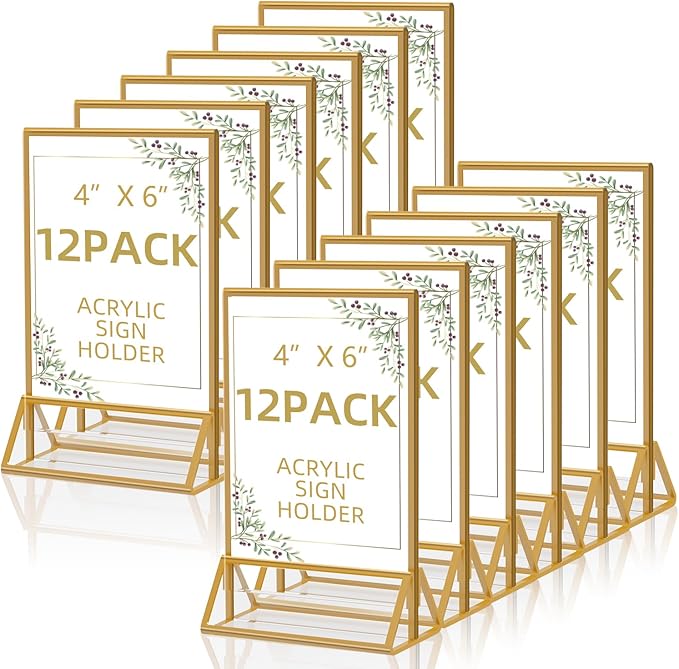 Acrylic Sign Holder 4 x 6 Double Sided Acrylic Frames Display Stand Clear Table by PPH-SisyPurchaseNow
