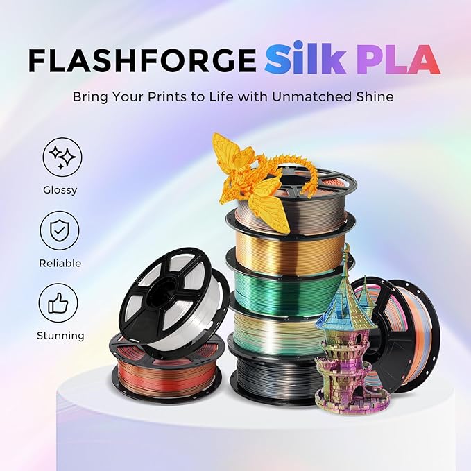 Flashforge 3D Printer Filament Silk PLA 1.75mm 1kg Spool-Dimensional Accuracy - Image 2