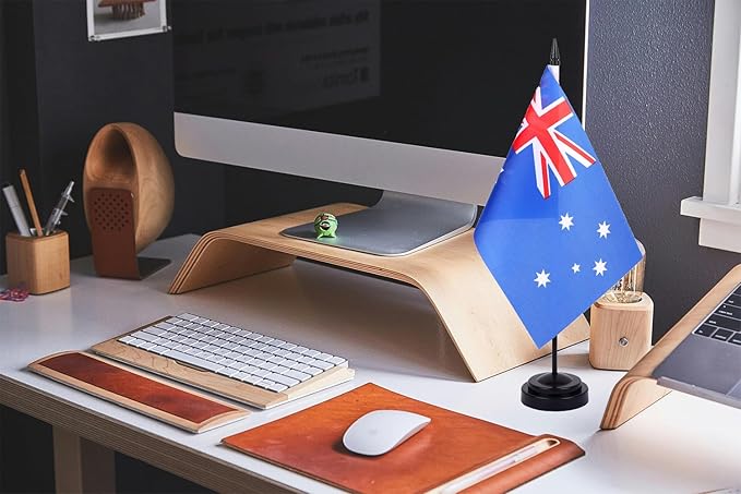WXTWK 2 Pack Australia Flag Australia Deluxe Desk Flag Set - Image 5