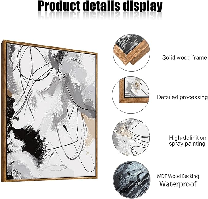 myusuar 3 Piece Large Modern Abstract Canvas Framed Wall Art - Image 6