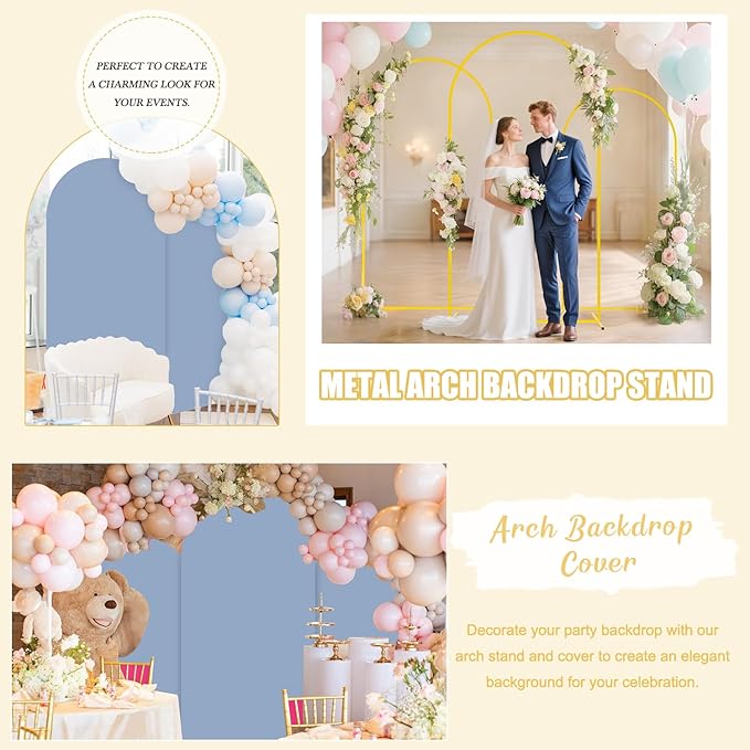 7.2FT Arch Backdrop Stand and Dusty Blue Arch Cover Set Metal Arch Stand - Image 7
