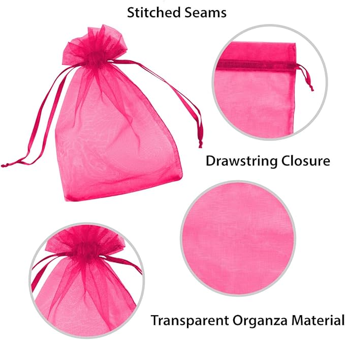 Super Z Outlet 100 Pack 5x7 Inch Mini Sheer Drawstring Organza Transparent Bags - Image 4