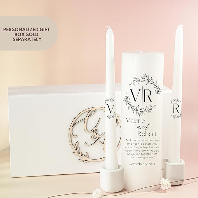 Unity Candles for Wedding, Modern Unity Set, Custom and Personalized Pillar and - Image 4