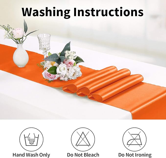 10-Pack Satin Table Runner Orange 12 x 108 inches Long, Table Runners - Image 6