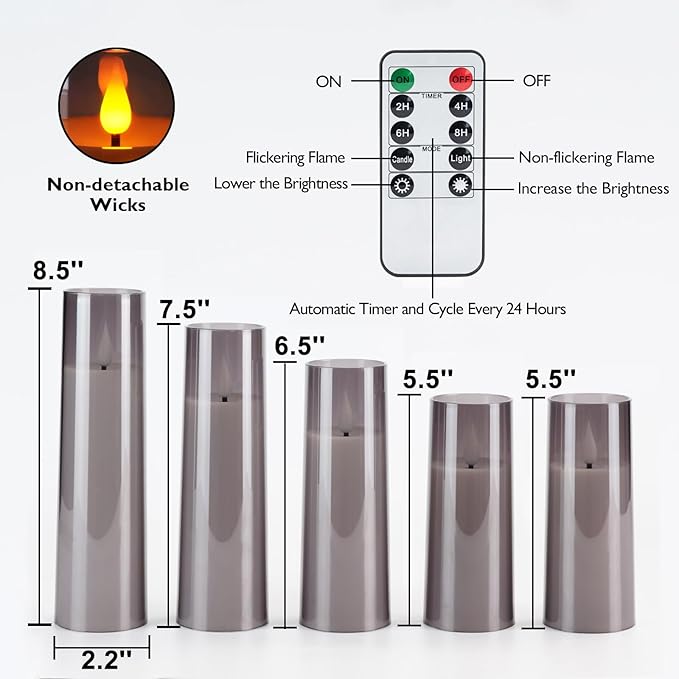 Amagic Grey Flameless Candles - Image 6