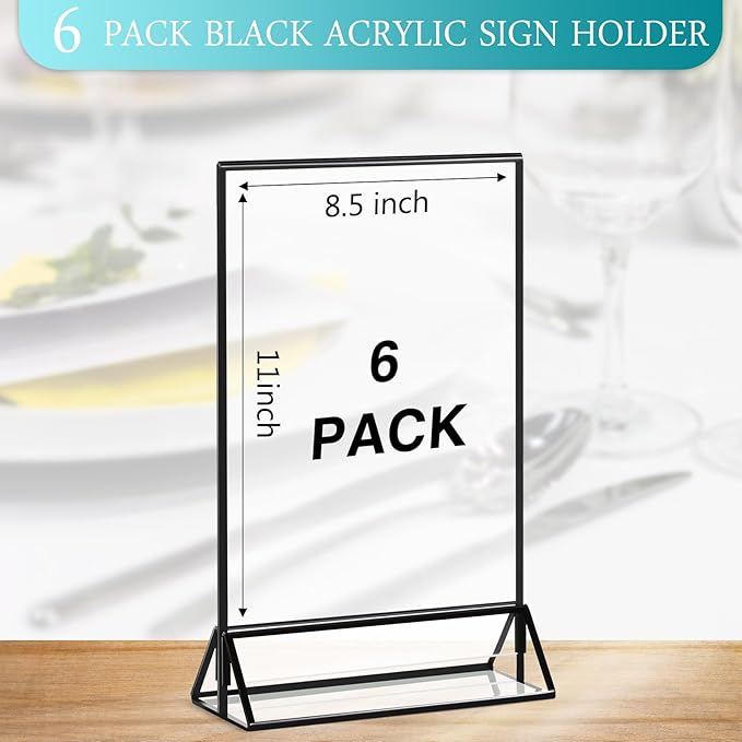 Zonon Acrylic Sign Holder 5x7, 6 Pack Vertical Double Sided Menu Display Stand - Image 2