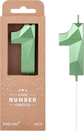 PHD CAKE 2.76 Inch Crystal Green 1 Number Cake Candle, Numeral Birthday Candles by PHDCAKE