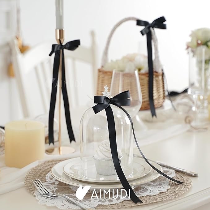 AIMUDI Black Bow 5 × 10" Satin Bow - Image 5