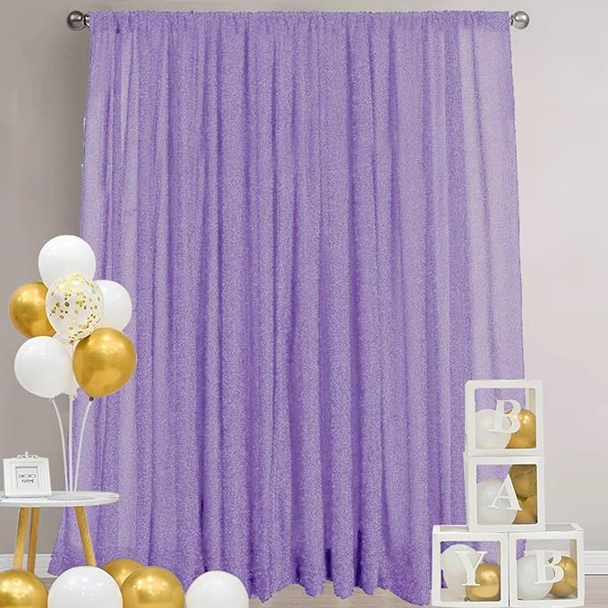10x10FT Lavender Purple Metallic Sheer Spandex Backdrop, 1 Panel Glitter by SFNSKY