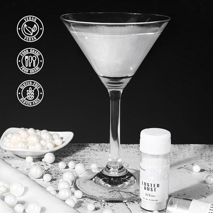 White Edible Glitter for Cake Decorating, 5g White Luster Dust Edible for Drinks - Image 2