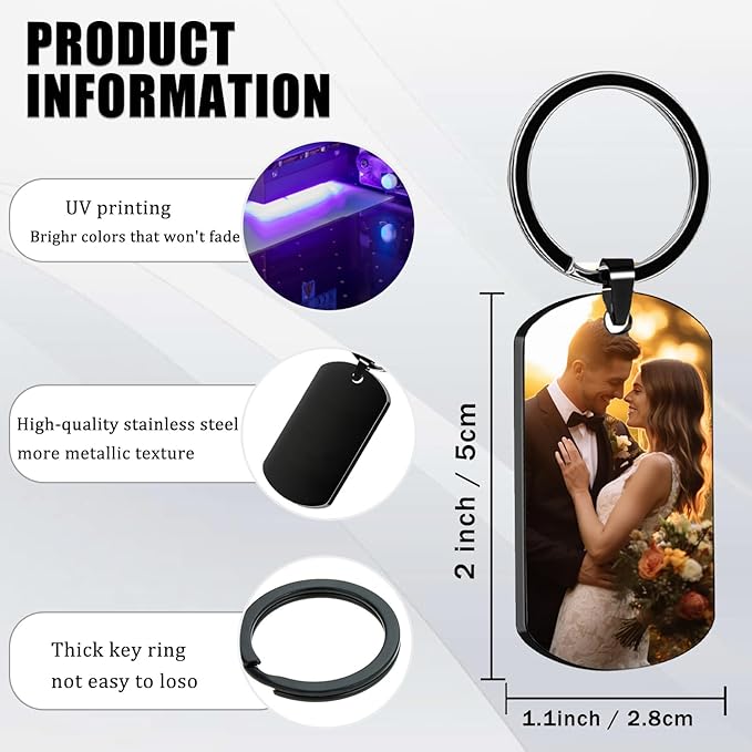 Custom Keychain with Picture, Personalized Keychain with Engraving Photo/Text - Image 3