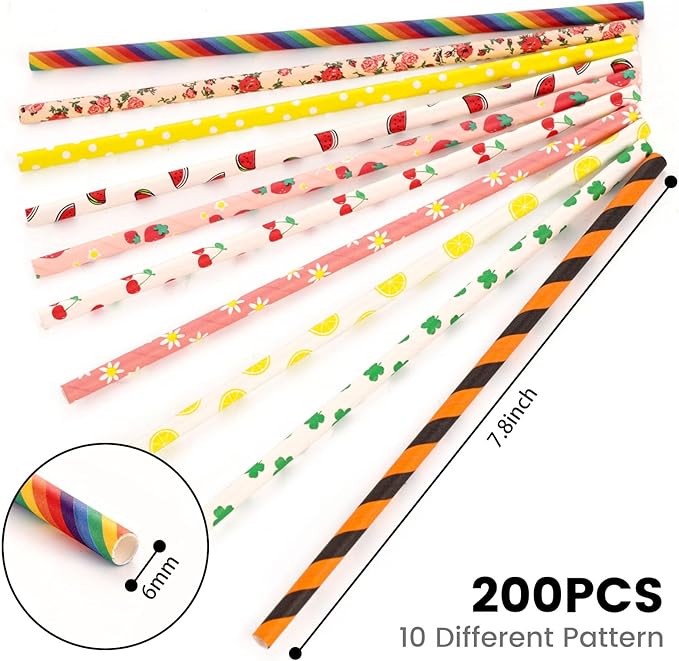 HAKACC Paper Straws for Drinking, 10 Styles - Image 2