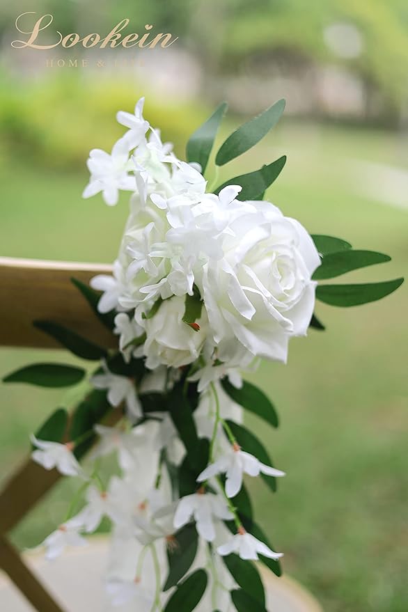 Lookein Set of 8 Pew Flowers for Wedding Ceremony Chair Decorations Bench - Image 4