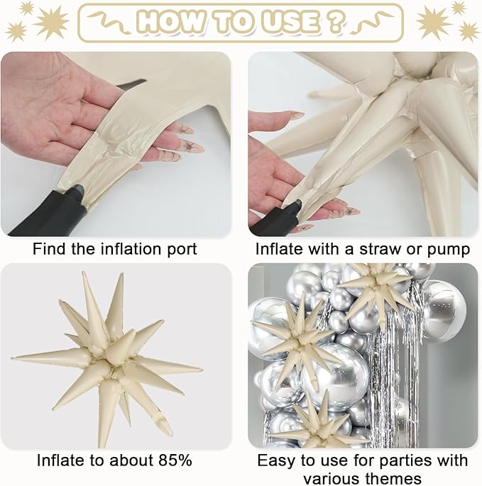 Cream White Star Balloons - Image 8