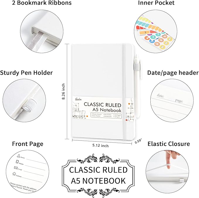 feela College Ruled Notebooks, 24 Pack Business Notebook Hardcover Lined - Image 2