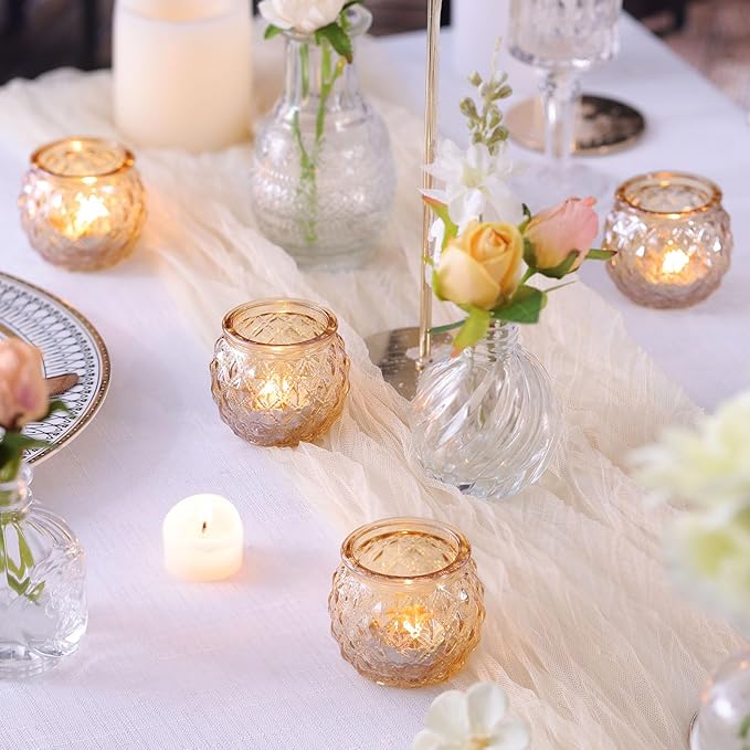 DARJEN 12Pcs Gold Glass Candle Holders - Image 4