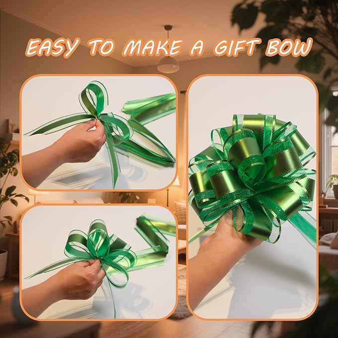 6 Pcs 6 Inch Golden Pull Bows, Party Decorations, Crafts Easy-to-Use Pull Bows - Image 8