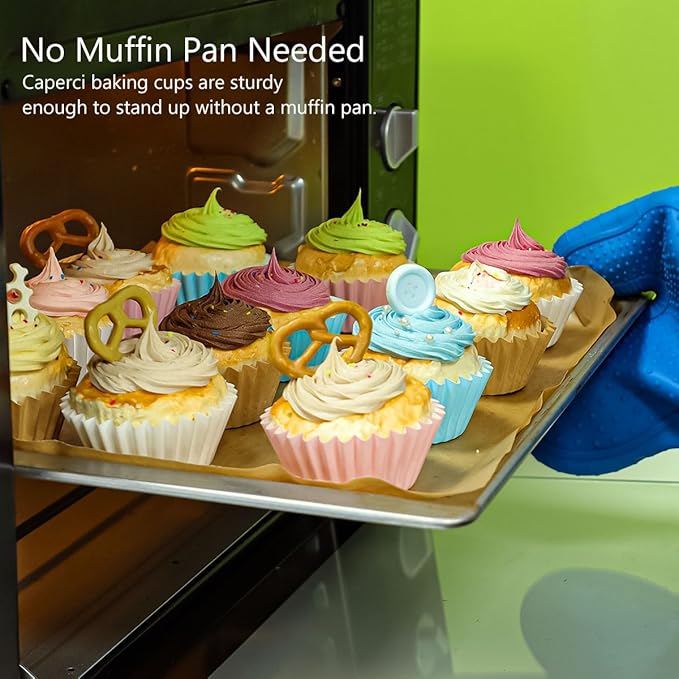 Caperci Grease-Resistant Standard Blue Cupcake Liners 150 Counts - Image 4