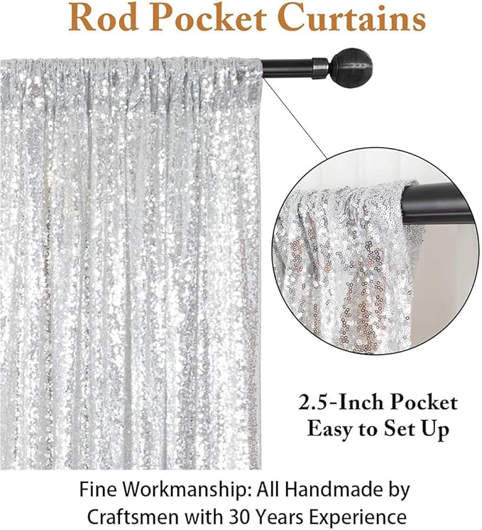 ShiDianYi 8FTx10FT Silver Sequin Photography Backdrop - Image 3