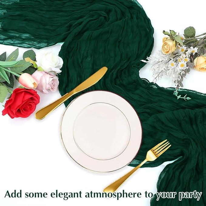10 Pack Blackish Green Cheesecloth Table Runner -21*120Inch Long Boho Wedding - Image 5