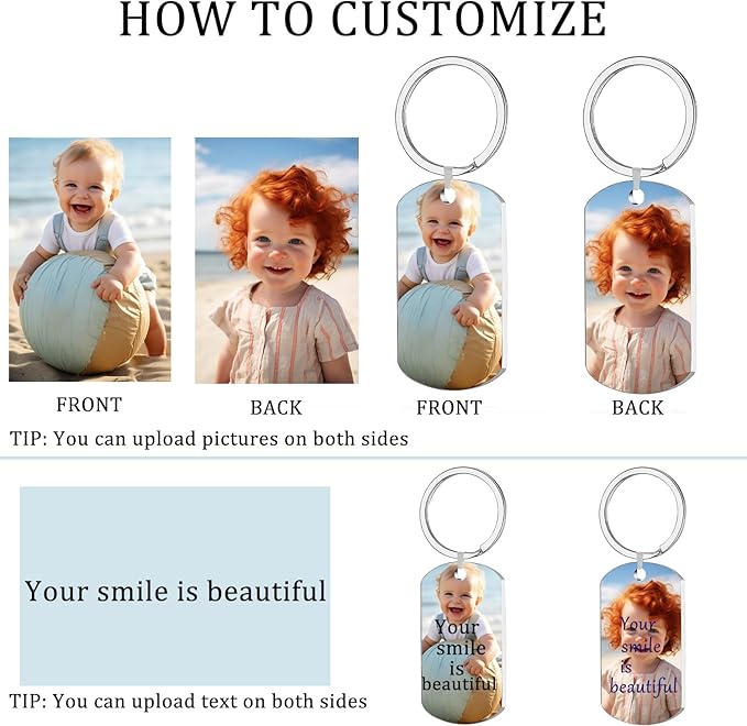 Custom Keychain with Picture, Personalized Keychain with Engraving Photo/Text - Image 3