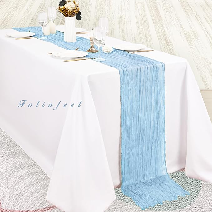 6 Pack Baby Blue Cheesecloth Table Runner 20 x 120 Inch Long Rustic Gauze - Image 4