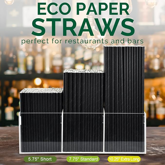 5.75 inch Black Short Paper Straws, Stir Straws - Image 6