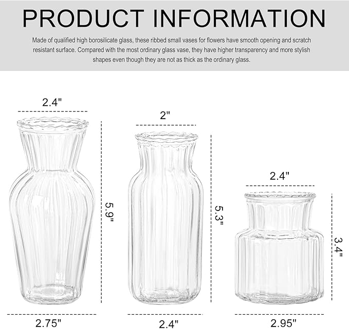 Modern Clear Glass Vase Set - Image 2