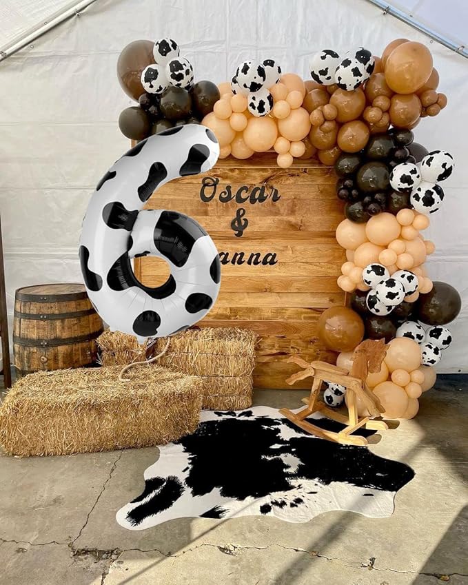 40 Inch Cow Print Mylar Foil Number 6 Birthday Balloon, Digital Balloons - Image 3