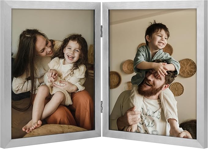 decorUhome Double 8x10 Picture Frame Vertical, Engineered Wood Bifold Photo by decorUhome
