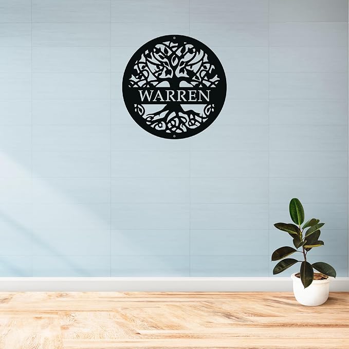 Personalized Tree of Life Metal Sign, Custom Last Name Signs Family Monogram - Image 5