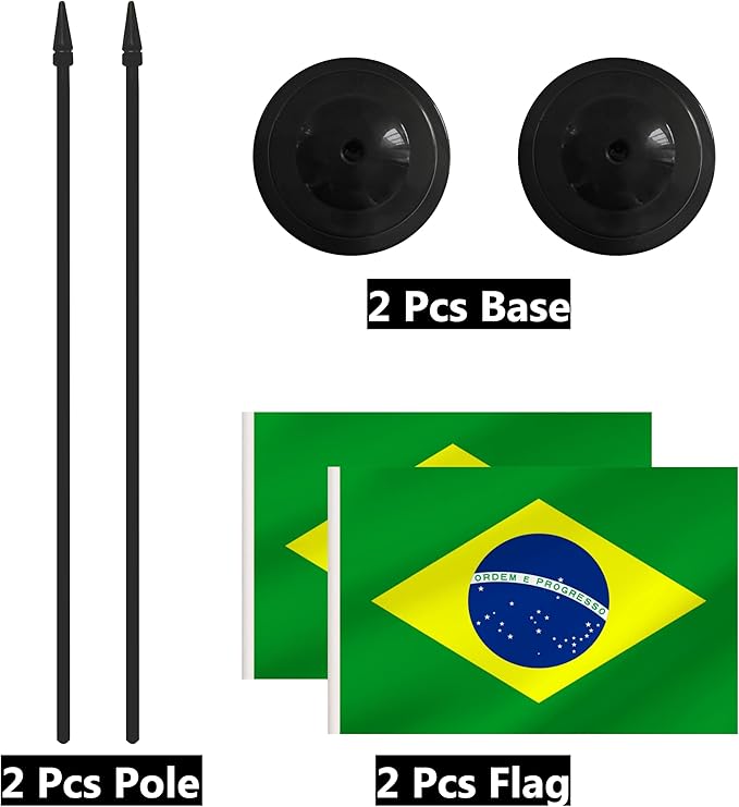 2 Pack Brazil Desk Flag Set, Brazilian Desktop Small Miniature Table Office Flag - Image 6