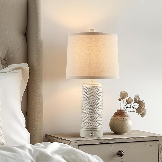 RORIA Set of 2 Rustic Touch Ceramic Table Lamps - Image 7