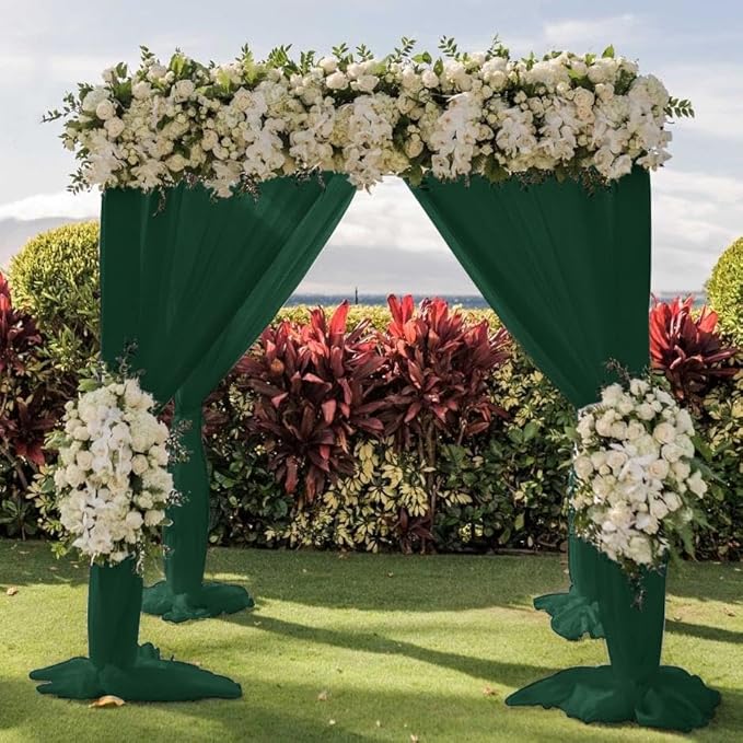 Wedding Arch Draping Fabric 1 Panel 30'' x 18FT Emerald Green Sheer Chiffon - Image 5