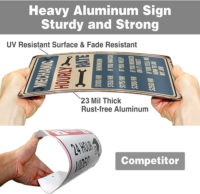 Funny Mechanic Hourly Rate Tin Sign - Image 6