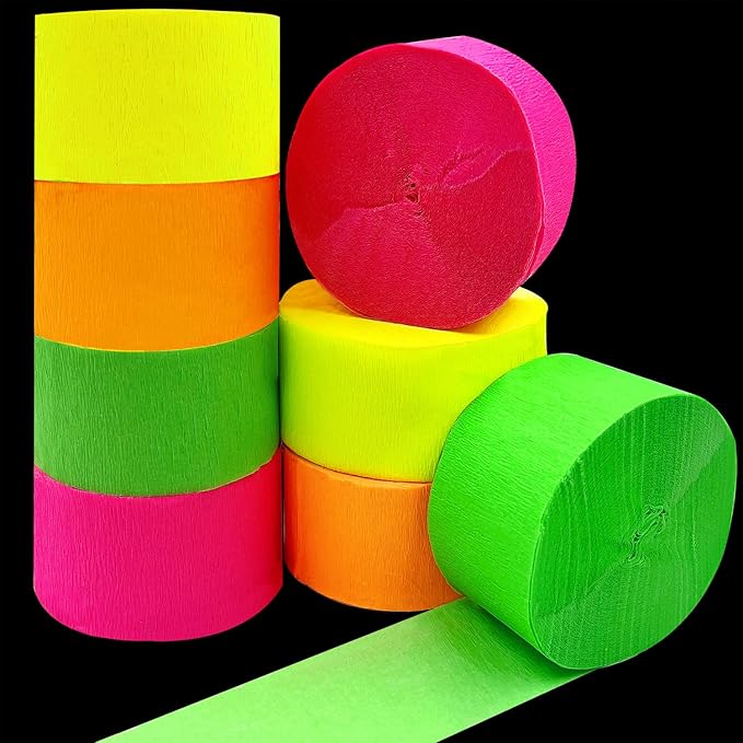 800 feet Glow Party Neon Streamer Decorations Glow Crepe Paper Streamers UV by WELITTCON