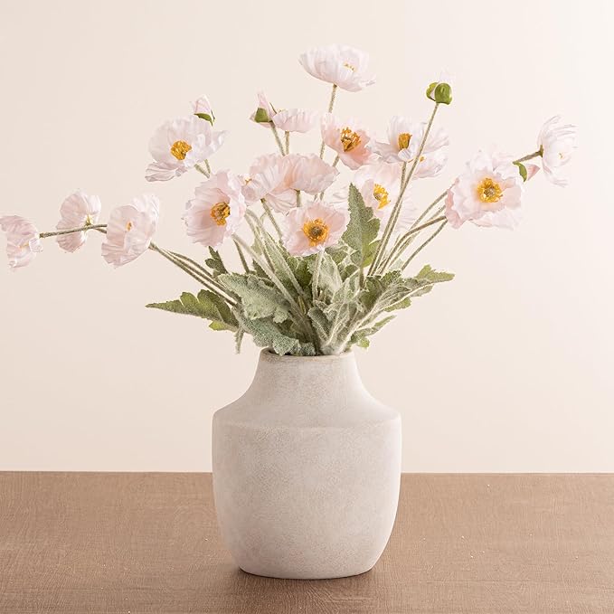 Mitt&Ditt Ceramic Flower Vase, 7.5 inch Off-White Farmhouse Rustic Vase - Image 5
