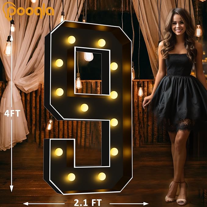 Pooqla 4 FT Light Up Marquee Numbers, Giant Letter Big Mosaic Numbers - Image 5