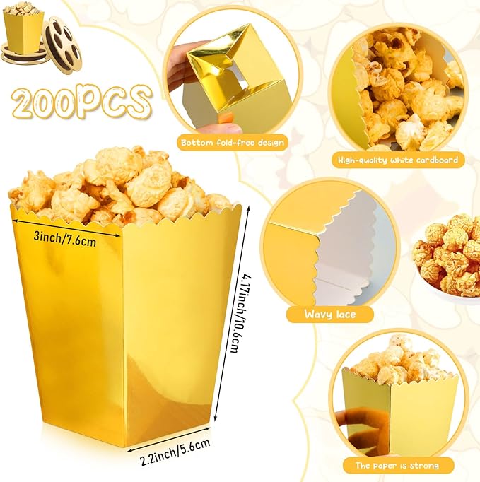 Meanplan 200 Pcs Popcorn Boxes Mini Paper Popcorn Holder Cardboard Snack - Image 3