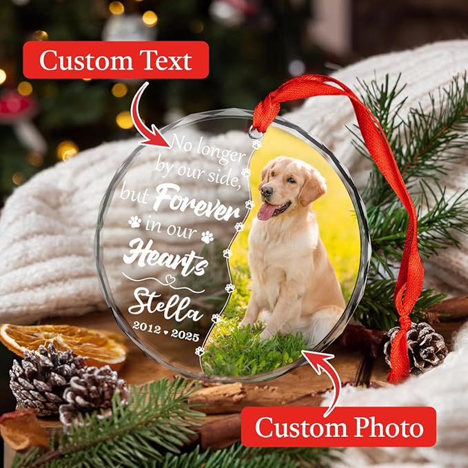 Personalized Dog Memorial Glass Ornaments, Pet Sympathy Gifts, Pet Remembrance - Image 3