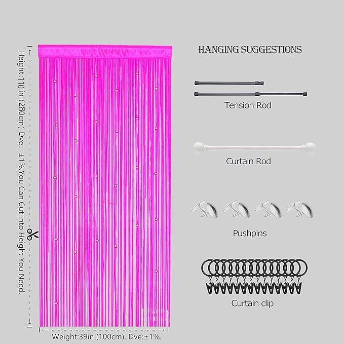 Beaded Doorway Curtain Door Beads Dense String Curtains Fringe Hippie Perfect - Image 5