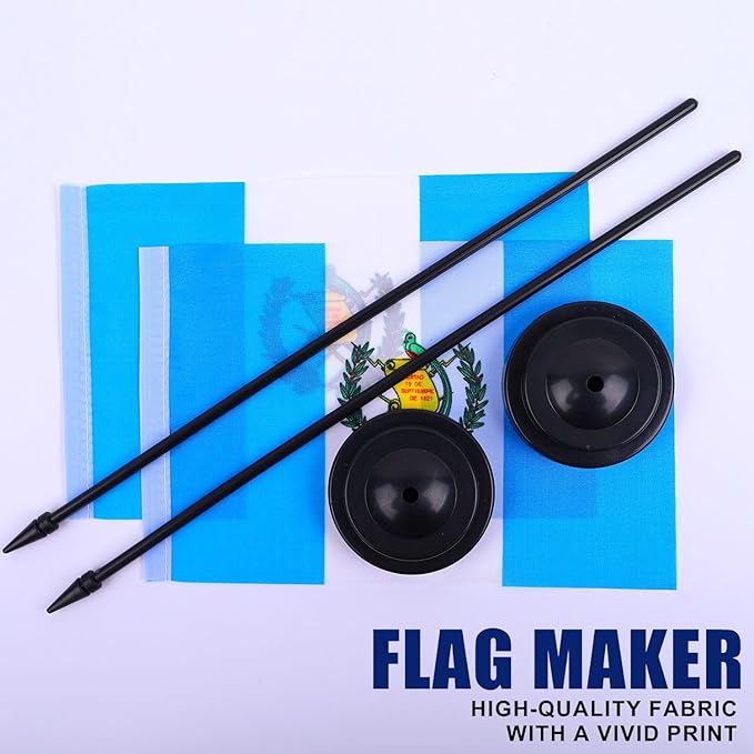 Guatemala Desk Flag 12" Solid Pole Deluxe Set Guatemalan Flags Banner Mini - Image 5