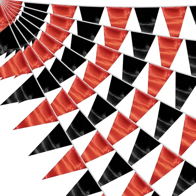 65FT Red Black Triangle Pennant Banner Flag Metallic Fabric Bunting Garland by raqieden