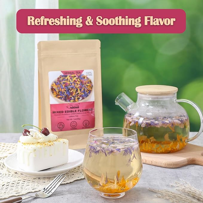 FullChea - Mixed Edible Flowers - 1oz/29g - Natural Dried Calendula, Cornflower - Image 6