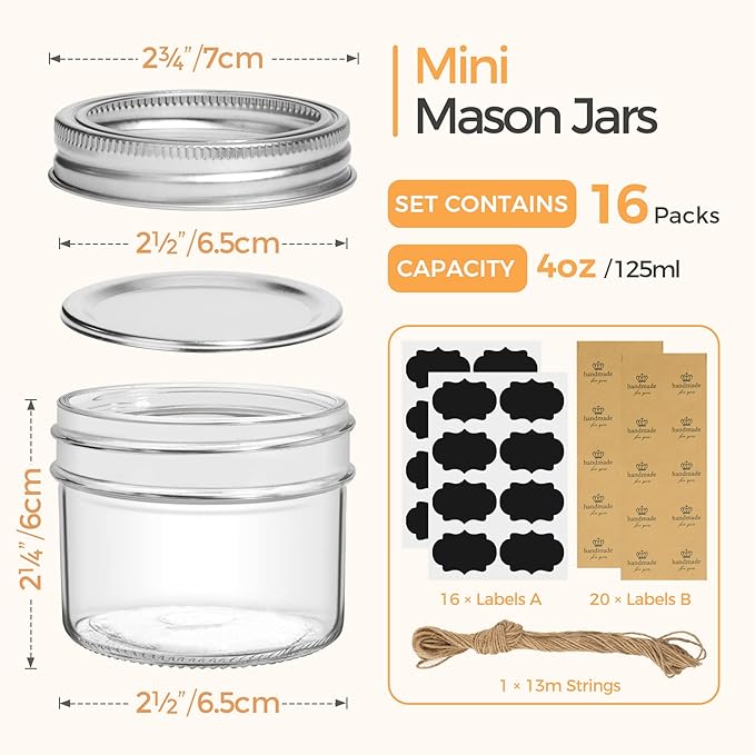 ComSaf Mini Mason Jars 4oz - Image 2