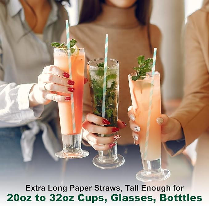 Aqua Paper Straws 10 Inch Extra Long - Image 7