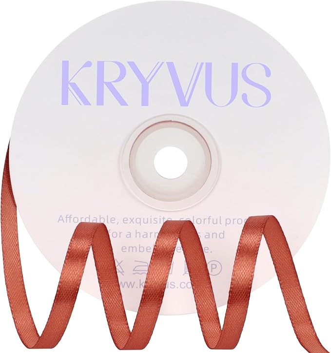 Copper Satin Ribbon 1/4 inch X Continuous 50 Yards, Single Face Polyester by Kryvusribbon