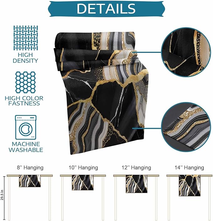Geometric Black Marble Cotton Linen Table Runner - Image 7