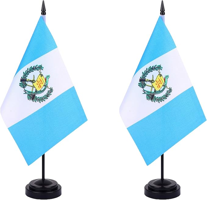 WXTWK 2 Pack Guatemala Flag Guatemala Deluxe Desk Flag Set by WXTWK