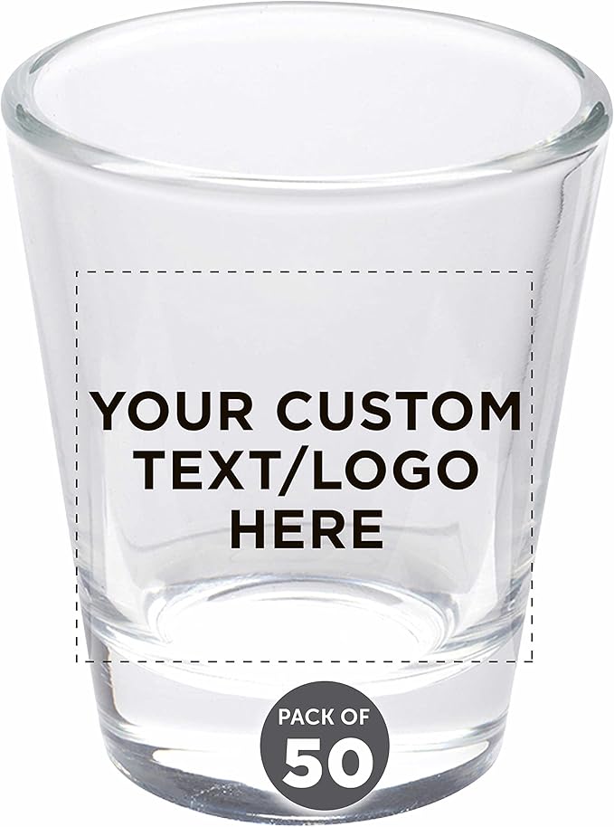 Custom Shot Glasses 1.75 oz. Set of 50, Personalized Bulk Pack by DISCOUNTPROMOS